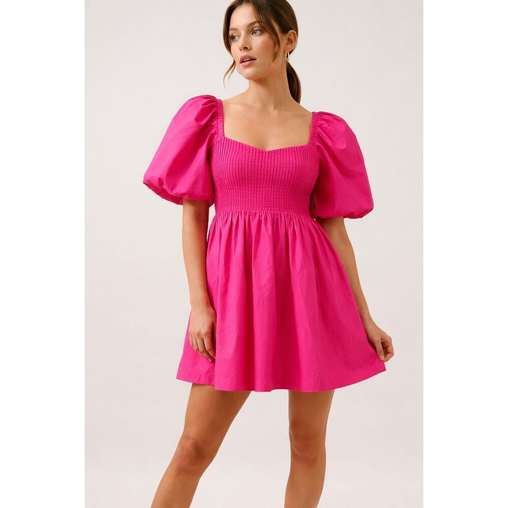 NWOT Hyacinth House Tuckernuck Mini Fuchsia French Dress sz M, $148